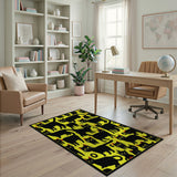 Whimsical Black Cats Yellow Area Rug