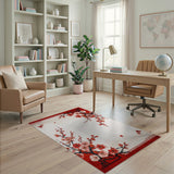 Chinese Red Plum Blossom Area Rug