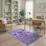 Purple Butterflies over Wildflowers Rug