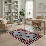 Multi-color and Patterns Red Black Dice Grid Area Rug