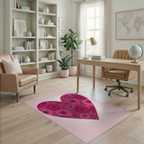 Pink Spiral Rose Heart Area Rug