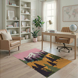 Geometric Mount Rainier Pink Forest Area Rug