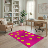 Vibrant Yellow Apples on Hot Pink Area Rug