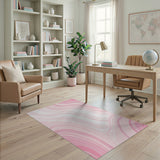 Pink Pink Abstract Wave Area Rug