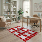 Bold Red Southwestern Geometric Check Rug