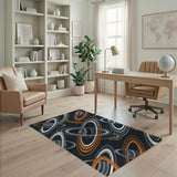 Cosmic Saturn Rings Geometric Area Rug