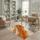 Orange Abstract Flow Area Rug