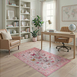 Pink Pink Butterfly Floral Vintage Area Rug