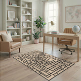 Beige Geometric Maze Line Area Rug