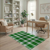 Green Classic Green Gingham Checkered Area Rug