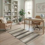 Beige and Neutral Beige Black Horizontal Striped Area Rug