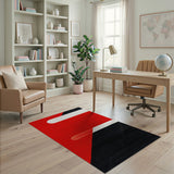 Bold Red Black Geometric Modern Area Rug