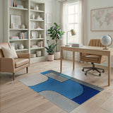 Blue and Teal Blue Teal Geometric Abstract Area Rug