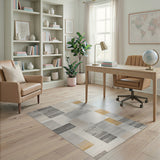 Distressed Neutral Geometric Area Rug