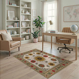 Vintage Sunflower Rose Floral Area Rug