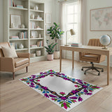 Vibrant Multi-Color Floral Border Area Rug