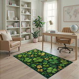 Floral Vintage Lush Green Shamrock Clover Area Rug