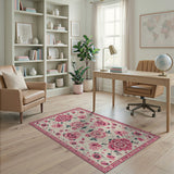 Pink Pink Peony Floral Vintage Area Rug