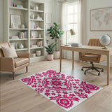 Exquisite Pink Floral Mandala Area Rug