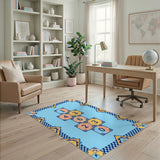 Blue Hopscotch Geometric Kids Area Rug