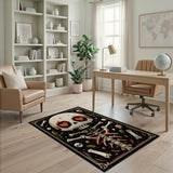 Heart-Eyed Loving Skull Skeleton Area Rug