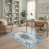 Blue and Teal Elegant Blue Teal Floral Medallion Area Rug