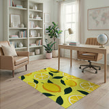 Fruit Pattern Vibrant Lemon Slices Yellow Area Rug