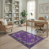 Purple Vibrant Purple Persian Floral Area Rug