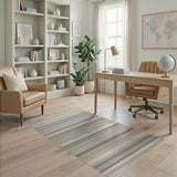 Grey Striped Woven Grey Area Rug