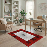 Bold Black Spider Red Geometric Area Rug
