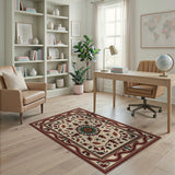 Traditional Persian Rug with Teal Medallion and Red Border