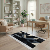 Bold Geometric Modern Area Rug in Blue Grey