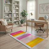 Vibrant Pink Orange Yellow Stripe Area Rug