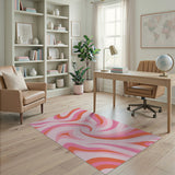 Vibrant Pink Orange Wavy Abstract Area Rug