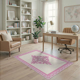 Pink Floral Medallion Area Rug