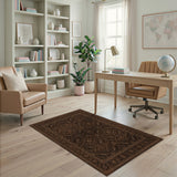 Dark Brown Fish Motif Persian Area Rug