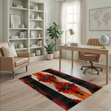Bold Red Black Southwestern Geometric Area Rug