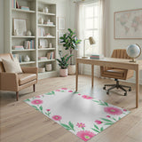 Pink Gerbera Daisy Border Area Rug