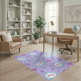Kawaii Smiley Clouds Hearts Purple Area Rug