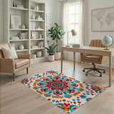 Vibrant Multi-Color Floral Mandala Area Rug