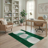 Modern Green Abstract Area Rug with Organic Shapes