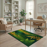 Golden Fern Geometric Green Area Rug