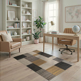 Textured Geometric Patchwork Area Rug