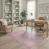 Pink Pink Geometric Lattice Area Rug