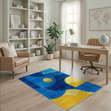 Geometric Modern Blue Teal Geometric Abstract Area Rug