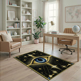 Golden All-Seeing Eye Area Rug - Mystic Black