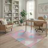 Whimsical Pink Clouds Kids Cartoon Area Rug