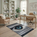 Bold Blue Eye Geometric Area Rug