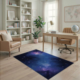 Blue and Teal Starry Nebula Galaxy Area Rug