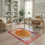 Multi-color and Patterns Vibrant Sunburst Southwestern Area Rug